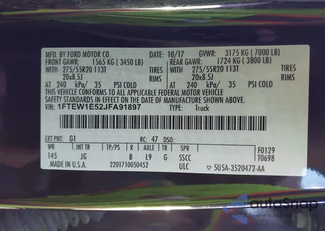 2018 Ford F150 Supercrew z USA, uszkodzony, nr VIN 1FTEW1E52JFA91897